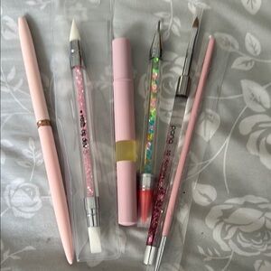 Pink Nail Art Tool Set with Glitter Handles